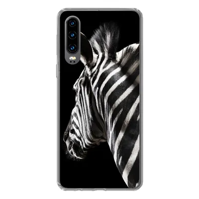 Produktbild von MuchoWow® Handyhülle Schutzhülle Hülle für Huawei P30 Zebra - Tier - Schwarz - Porträt Silikon Softcase Handy Hülle - Kartenbesitzer