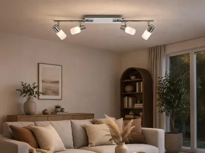 Produktbild von LED Innen Deckenstrahler 4-flammig mit Glas Lampenschirmen, Jugendzimmer Flur