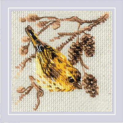 Obrázek produktu pro Vyšívací sada Riolis s křížkovým stehem „Erlenzeisig“, vzor k vyšívání, 10 x 10 cm