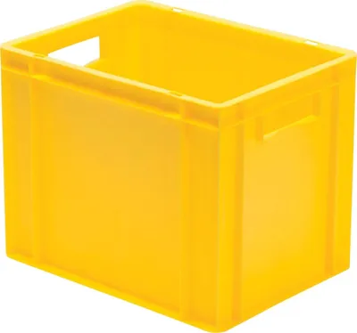 Produktbild von LA-KA-PE Transport-Stapelkasten B400xT300xH320 mm gelb, geschlossen mit Griffloch