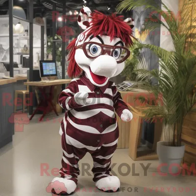 Produktbild von Kastanienbraunes REDBROKOLY Zebra-Maskottchenkostüm mit Culotte und Brille
