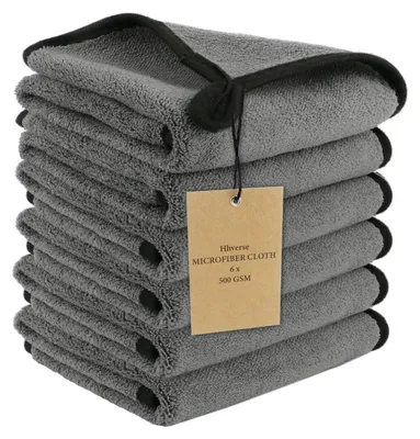 Zdjęcie produktu dla Ściereczki z mikrofibry do samochodu, 6 sztuk, 30x40 cm, 500 GSM, przeznaczone do czyszczenia i pielęgnacji samochodu oraz do użytku domowego