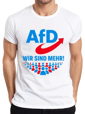 Zdjęcie produktu dla Koszulka męska "AfD Wir Sind Mehr Patriotismus Deutschland", biała, rozmiar M. (Można dodać: z elementami sarkazmu)