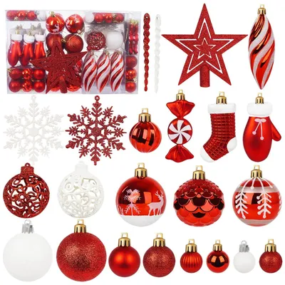 Produktbild von Solidchoice – Set mit 135 bruchsicheren Weihnachtsdekorationen für den Weihnachtsbaum