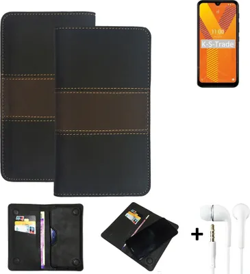 Produktbild von K-S-Trade Handyhülle + Kopfhörer kompatibel mit Wiko Y62 Schutzhülle Walletcase Bookstyle Tasche Schutz Case Hülle Wallet Cover Kunstleder