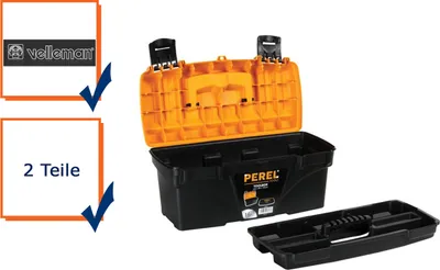 Produktbild von Perel Werkzeugkoffer Kunststoff, Werkzeugkasten leer, Werkzeugbox, Werkzeug Organizer Box, Tool Box,