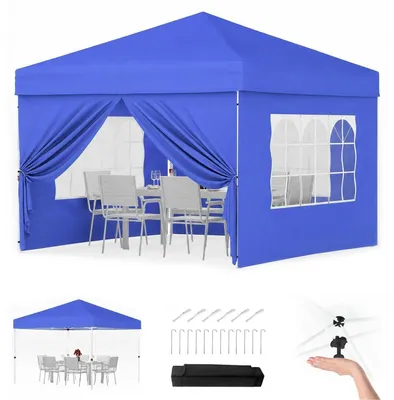 Produktbild von Faltpavillon 3x3 m wasserdicht mit 4 Seitenwänden UV-Schutz 50+ blau