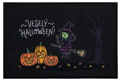 Imagen del producto de Alfombrilla "Feliz Halloween" con bruja, 40x60 cm