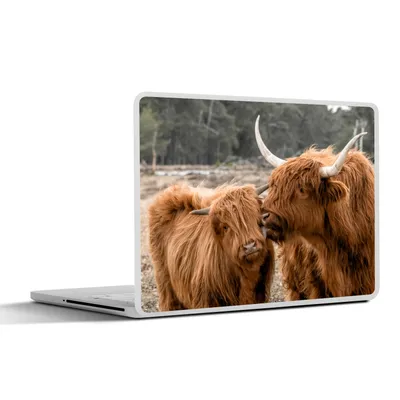 Produktbild von MuchoWow® Laptop Aufkleber Sticker Cover Schottische Highlander - Tiere - Liebe 25x18 cm - Laptop-Deko