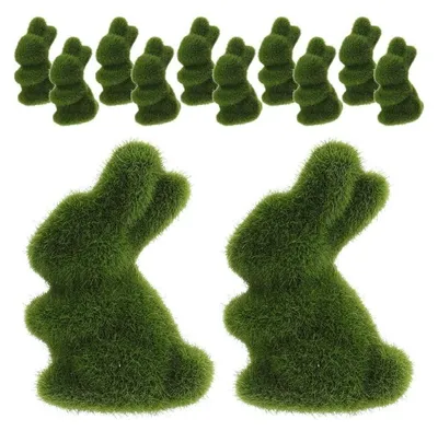 Productafbeelding van Solidchoice - Set van 12 Harige Mos-Hazenkopjes voor Pasen