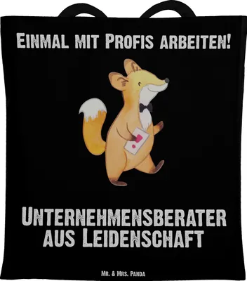 Produktbild von Mr. & Mrs. Panda Tote Bag Unternehmensberater Leidenschaft - Schwarz - Geschenk, Beutel, Shopping Tasche, Schultasche, Jutebeutel