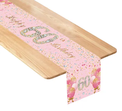Tischläufer 60. Geburtstag, rosa, 176x35 cm, Partydekoration