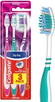 Produktbild von Colgate Zig Zag Medium Familienpackung mit 3 Zahnbürsten