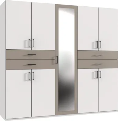 Produktbild von Kleiderschrank Taiga Drehtürenschrank mit Spiegel Ausführung wählbarweiß / sandgrau
