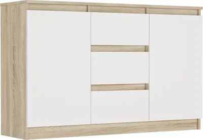 Produktbild von Kommode - Eiche Sonoma / Weiß - 120 x 33 x 76 cm - Modern R-120-S3