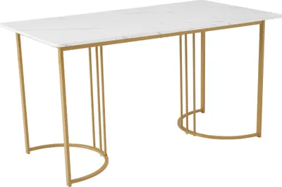 Produktbild von Sweiko Essgruppe,(Set,140×80×75cm Esstisch mit 4 Stühlen), Moderner Küchentisch Set ,Dunkelgrün Samt Esszimmerstühle , Polsterstuhl Design Stuhl mit Rückenlehne ,MDF Tischplatte in Weißer,Golden Tischbeine