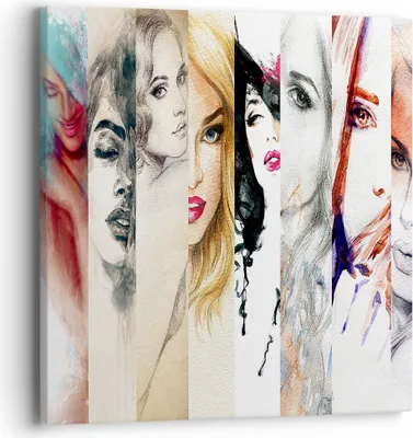 Produktbild von Bild auf Leinwand - Leinwandbild - Frauen Schönheit Dame Illustration - 40x40cm - Wand Bild - Wanddeko - Leinwanddruck - Bilder - Kunstdruck - Leinwand bilder - Wandkunst - AC40x40-3012