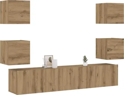 Produktbild von vidaXL TV-Wandschränke 6 Stk. Artisan-Eiche Holzwerkstoff