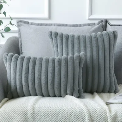 Produktbild von OKWISH Kissenbezüge 2 Stück Kissenbezug Kissenhülle Dekokissen Sofakissen Couchkissen, Kopfkissenhülle Bettkissenbezug Kopfkissen 30x50 cm, Grau