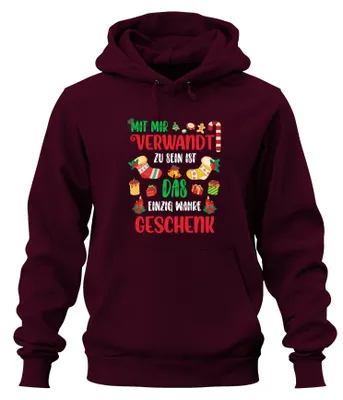 Produktbild von Verwandte Geschenk - Weihnachten Weihnachtsgeschenk Hoodie Kapuzenpullover, Burgundy, L