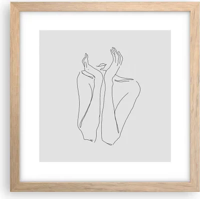 Produktbild von Gerahmtes Poster - Rahmen in heller Eiche - Träumerei Frau Skizze - 30x30 cm - Wand Bild - Wanddeko - Wandbilder - Kunstposter - Wandposter - Bilderrahmen - Bilder - Kunstdruck - P2NAC30x30-4414