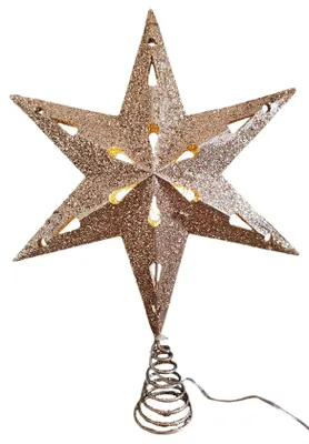 Produktbild von Christbaumspitze 35cm Baumspitze Weihnachten Metall Glitzer LED Stern