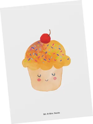 Produktbild von Mr. & Mrs. Panda Grußkarte Cupcake - Weiß - Geschenk, Muffin, Postkarten, Ansichtskarten, Postkarte, Lustige Sprüche, Koch, bildkarte, Motivation, Ansichtskarte, Wunder