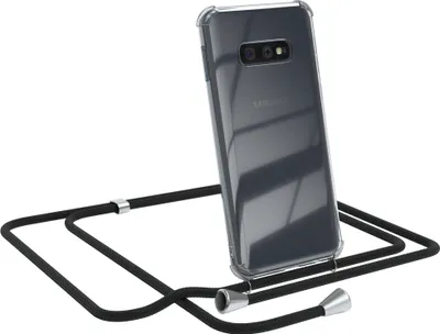 Produktbild von EAZY CASE Handykette kompatibel mit Samsung Galaxy S10e, Handyhülle mit Umhängeband, Handykordel, Schutzhülle Clear, Band in Schwarz