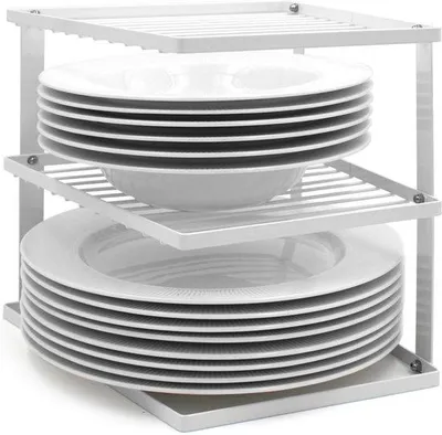 Zdjęcie produktu dla Półka narożna do przechowywania w szafkach kuchennych – organizer narożny – 25x25x19 cm – biały