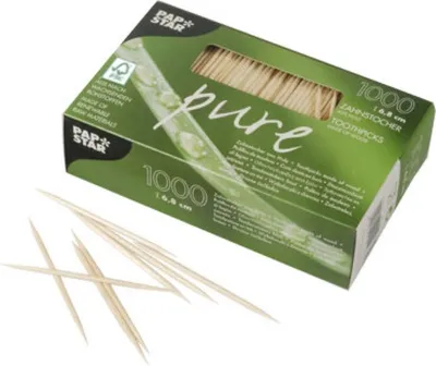 Immagine prodotto di 1000 stuzzicadenti, legno "puro" rotondo 6,8 cm