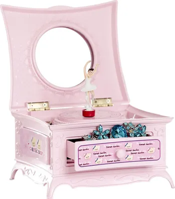 Produktbild von Music Box European Style Hand geschnittener Schmuck Aufbewahrung Klassische rotierende Ballerina Music Box mit Spiegel für Mädchen-Rosa