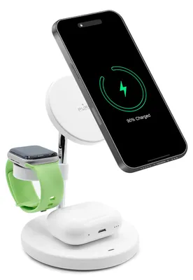 Imagen del producto de Base de carga inductiva 3 en 1 MagSafe, color blanco