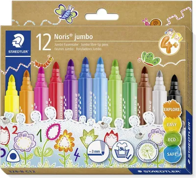 Immagine prodotto di 10x Noris 328-B C12 Pennarelli a punta fine Noris jumbo, astuccio da 12 pezzi