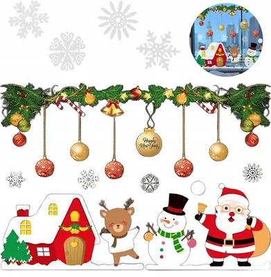 Immagine prodotto di Adesivi Natalizi Decorazioni Per Finestre Finestra Babbo Natale Natale 2 Set Di Decorazioni