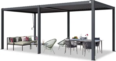 Immagine prodotto di PRIMEYARD Pergola 3x6 m montanti in alluminio con tetto a doghe in acciaio gazebo da giardino antracite