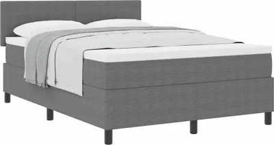 Produktbild von Boxspringbett Hellgrau und Weiß 140 x 200 cm Cordstoff