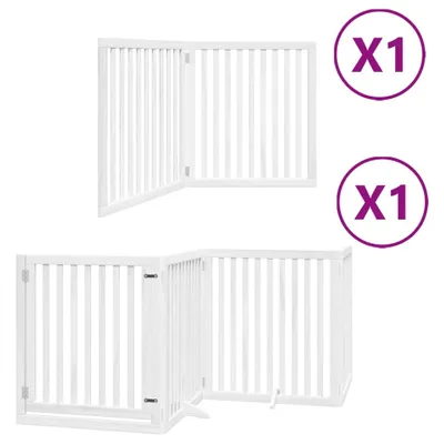 Image de Barrière pour chien porte pliable 6panneaux blanc bois peuplier