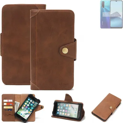 Produktbild von K-S-Trade Handyhülle kompatibel mit Vivo Y20s Schutz Hülle Walletcase Bookstyle Tasche Case Handytasche Wallet Flipcase Cover PolyurethanBraun (1x)