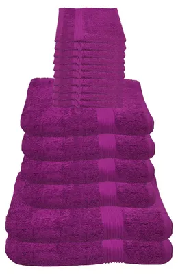 Immagine prodotto di Set di asciugamani Julie Julsen, colore lilla, composto da: 16 pezzi, 2 asciugamani da bagno, 4 asciugamani, 10 spugne