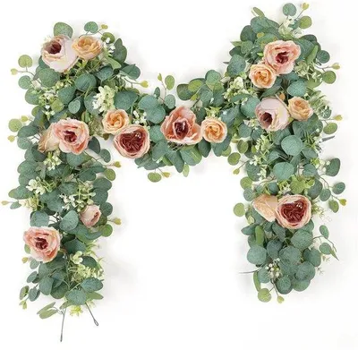 Produktbild von Kunstguirlande 2M rosa Eukalyptus Pioenrosen Dekoration