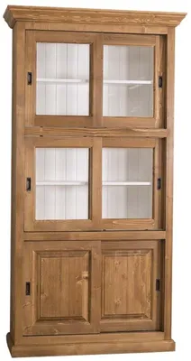 Produktbild von Casa Padrino Landhausstil Bücherschrank Braun / Weiß 110 x 40 x H. 210 cm - Wohnzimmerschrank mit 6 Schiebetüren