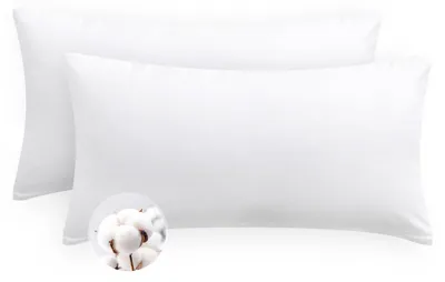 Produktbild von Kissenbezug 40 x 80 cm, Baumwolle, 2er-Set – weicher Kissenbezug 40 x 80 cm, weiß mit Reißverschluss, weißer Kissenbezug 40 x 80 cm