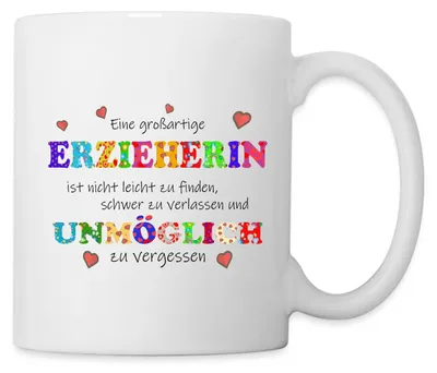 Produktbild von Spreadshirt Großartige Erzieherin Abschiedsgeschenk Tasse, One size, Weiß