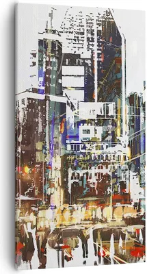 Produktbild von Bild auf Leinwand - Leinwandbild - Stadt Straße Haus - 55x100cm - Wand Bild - Wanddeko - Wandbilder - Leinwanddruck - Bilder - Kunstdruck - Wanddekoration - Leinwand bilder - Wandkunst - PA55x100-3800