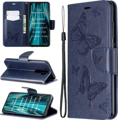 Produktbild von Mobigear Butterfly  Xiaomi Redmi Note 8 Pro Hülle Klapphülle Geldbörse - Blau
