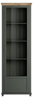 Produktbild von Glasvitrine Elda Standvitrine 71x42x200cm grün / Eiche Lefkas 1-türig