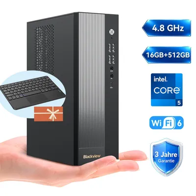 Obrázek produktu pro Blackview 2025 New Mini Desktop PC MP60 Intel Twin Lake N150 (3,6 GHz), Windows 11Pro, 16GB DDR4 RAM 512GB M.2 SSD, 4K UHD Dual HDMI, Office/Learning