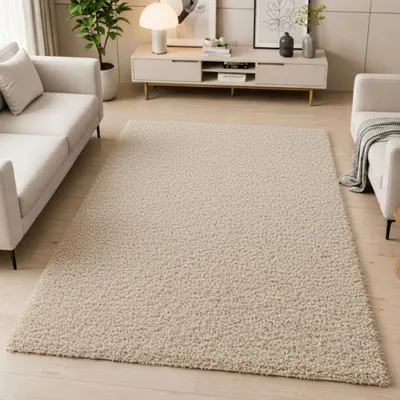 Immagine prodotto di Tappeto Shaggy beige per soggiorno e camera da letto – morbido, caldo e accogliente. Dimensioni: 200 x 290 cm