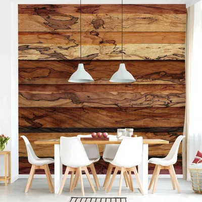 Produktbild von Fototapete mit Motiv - Vliestapete - Bildtapete UV-beständig Design braun Holzoptik Shabby Wandtapete geruchsfrei