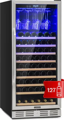 Image de Klarstein Cave a Vin Encastrable, Caves à Vin de Conservation de 320L, Porte en Verre, Cave a Vins à Zone Unique, Bar Int/Ext, Frigo Vin, Cave a Vin de Vieillissement, Cave à Vin 127 Bouteilles